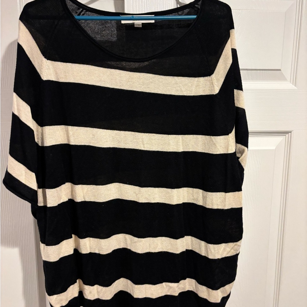 Loft Black and Cream Striped Lightweight Top